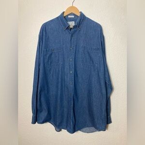 Cotton club 100% cotton denim long sleeve button shirt 2XLT 18-18 1/2 Tall